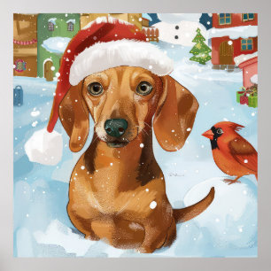 Affiche Noël Merveilleux en Hiver pour Teckel