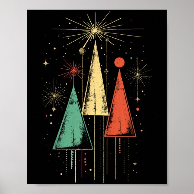 Affiche Noël Moderne du Milieu du Siècle  (Devant)