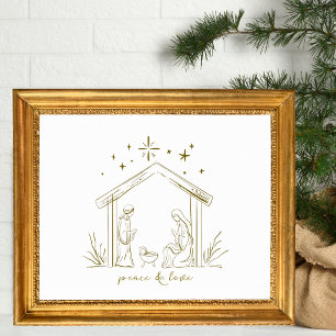 Affiche Noël moderne Nativité paix amour religieux