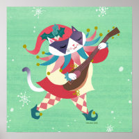 Noël Musique Elfe Chat Art Imprimer