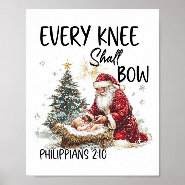 Affiche Noël Nativité Chrétien Hommes Chaque Genou Devra (Devant)