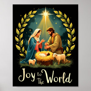 Affiche Noël Nativité Naissance Chrétienne De Jésus Joie À