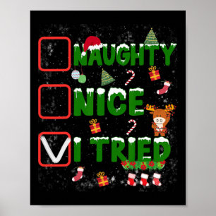 Affiche Noël Nice Naughty J'Ai Essayé Funny Fam de Noël