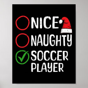 Affiche Noël Nice Naughty joueur de football Noël Lis