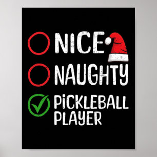 Affiche Noël Nice Naughty Pickleball Player Liste de Noël