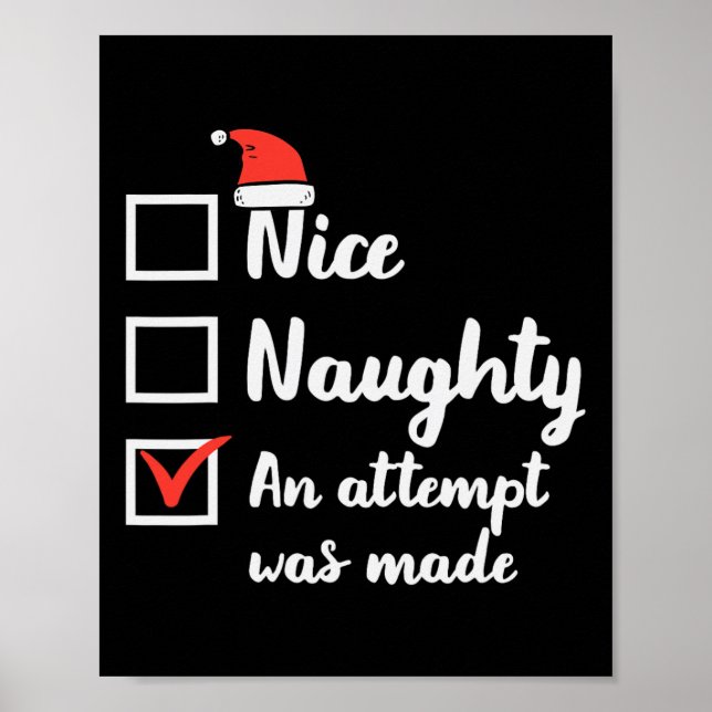 Affiche Noël Nice Naughty Tentative A Été Fabriqué Noël Ho (Devant)