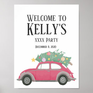 Affiche noël, Noël, bébé, arbre de noël, voiture