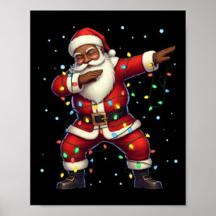 Affiche Noël Noir Africain Américain Dabbing Père Noël Cla