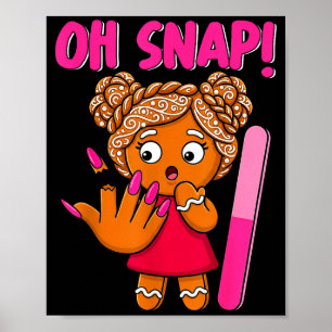 Affiche Noël Oh Snap Ongle Cassé Drôle Gingerbread Xm