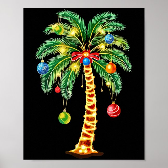Affiche Noël Palm Tree fêtes hawaïennes (Devant)