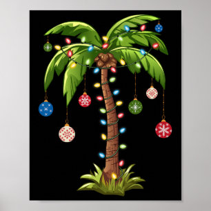 Affiche Noël Palm Tree Lumière Hawaï Tropical Noël