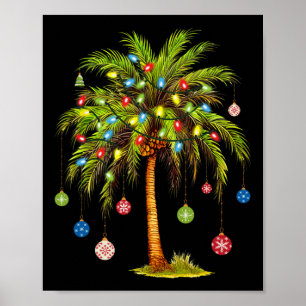 Affiche Noël Palm Tree Lumière Hawaï Tropical Noël