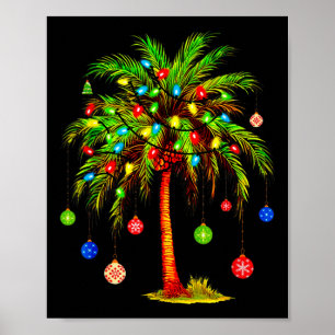Affiche Noël Palm Tree Lumière Hawaï Tropical Noël