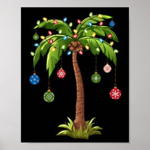 Affiche Noël Palm Tree Lumière Hawaï Tropical Noël 2