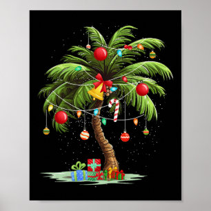 Affiche Noël Palm Tree Lumière Hawaï Tropical Noël 3