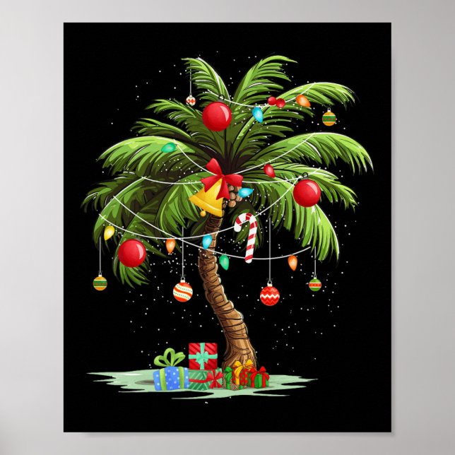Affiche Noël Palm Tree Lumière Hawaï Tropical Noël 3 (Devant)