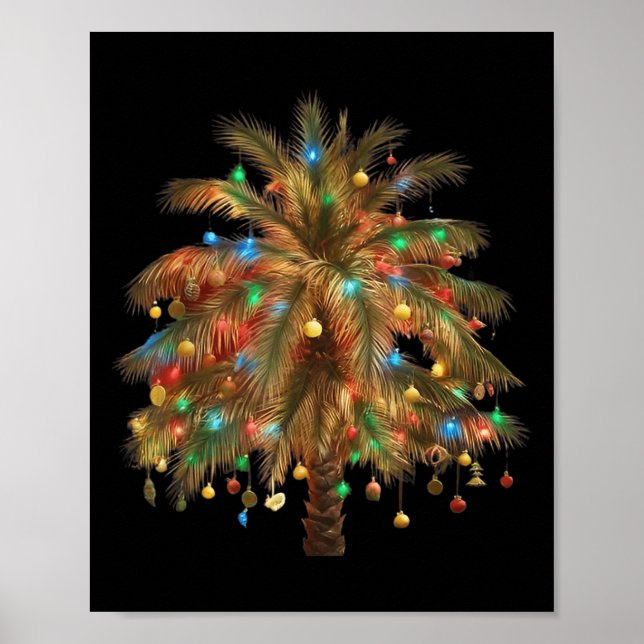 Affiche Noël Palm Tree Lumière Trocal Hawaii Noël (Devant)