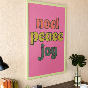 Affiche Noel Peace Joy Retro 1970 Style