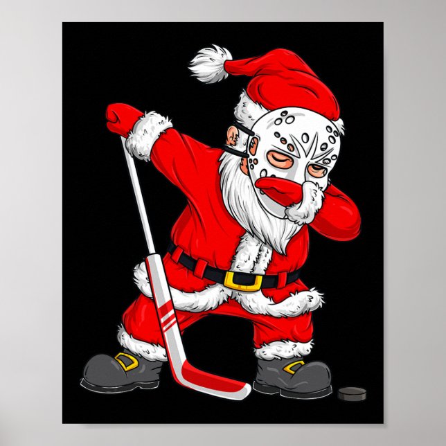 Affiche Noël Père Noël Dabbing Joueur de hockey Garçons En (Devant)