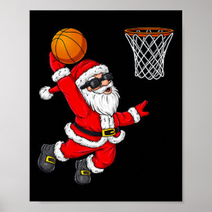 Affiche Noël Père Noël Dunking A Bysketbyll Boys Ki