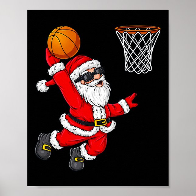 Affiche Noël Père Noël Dunking Un Basket Garçons Ki (Devant)