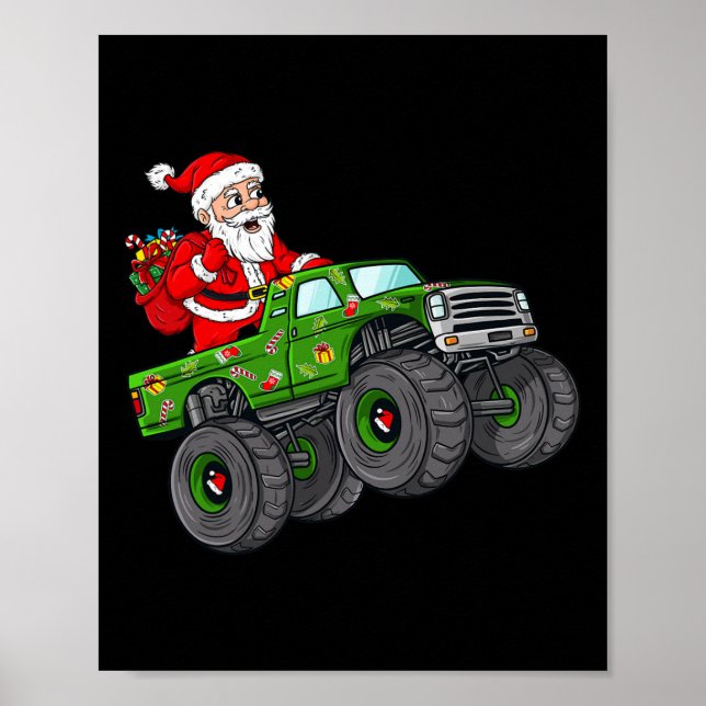 Affiche Noël Père Noël équitation dans Monster Truck Boys (Devant)