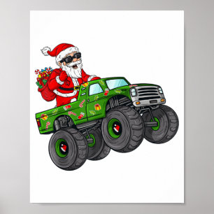 Affiche Noël Père Noël équitation Monster Camion Garçons K