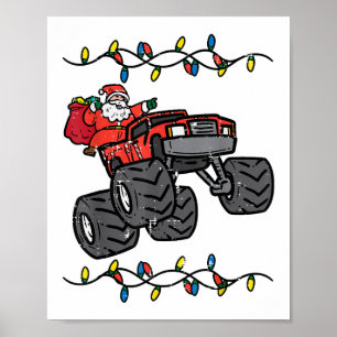 Affiche Noël Père Noël Monster Camion Garçons Enfants Enfa