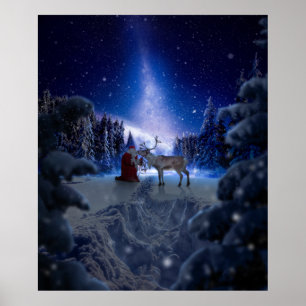 Affiche Noël père Noël Reindeer