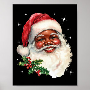 Affiche Noël Père Noël Visage Vieux Noël Père Noël Vintage