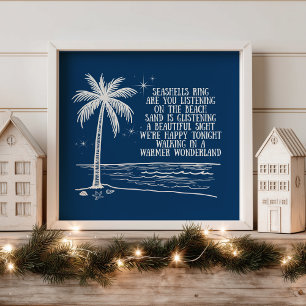 Affiche Noël Plage Palmier Merveilleux Monde Chaud