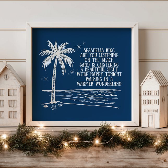 Affiche Noël Plage Palmier Merveilleux Monde Chaud (Créateur téléchargé)