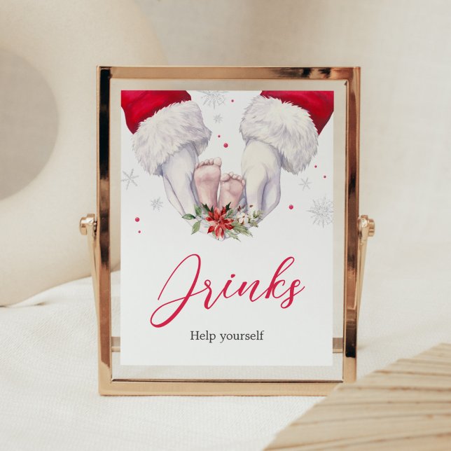 Affiche Noël Plus grand Baby shower Cadeau Boissons (Santa Christmas Greatest Gift Baby Shower Drinks Sign)