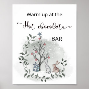 Affiche Noël Réchauffez-vous au chocolat chaud bar