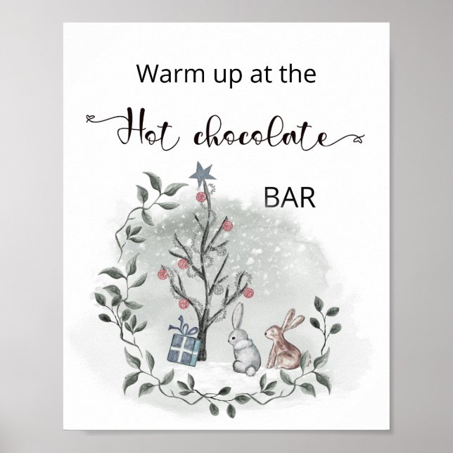 Affiche Noël Réchauffez-vous au chocolat chaud bar (Devant)