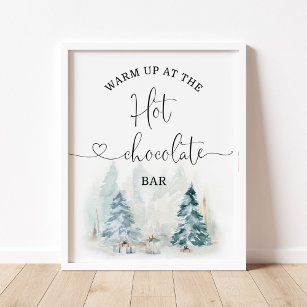 Affiche Noël Réchauffez-vous au chocolat chaud bar