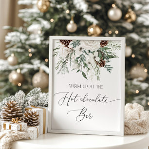 Affiche Noël Réchauffez-vous au chocolat chaud bar