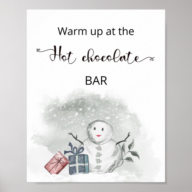 Affiche Noël Réchauffez-vous au chocolat chaud bar (Devant)