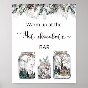 Affiche Noël Réchauffez-vous au chocolat chaud bar