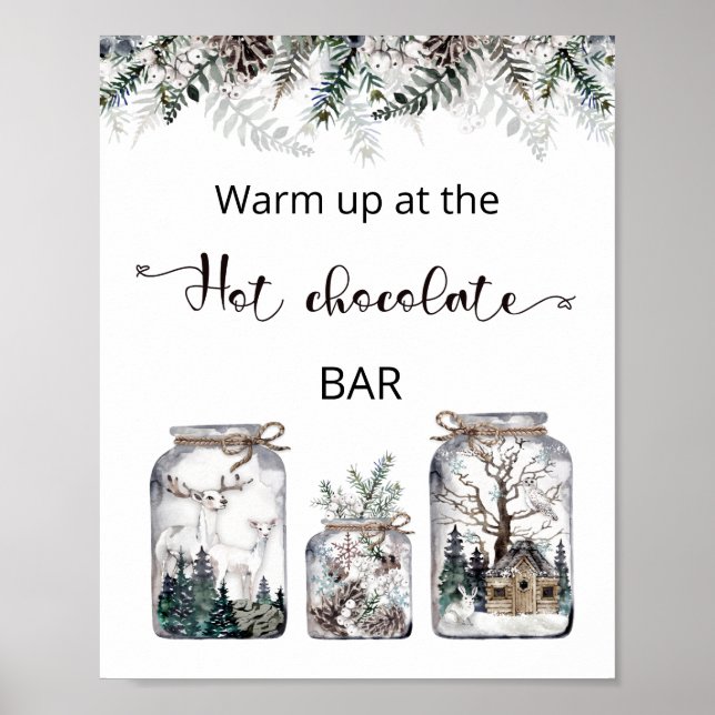 Affiche Noël Réchauffez-vous au chocolat chaud bar (Devant)