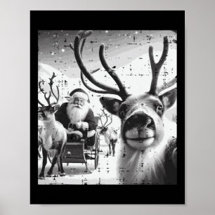 Affiche Noël Reindeer Père Noël Selfie Drôle Noël Hommes F
