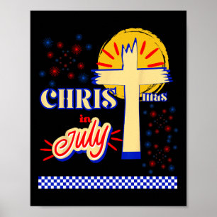 Affiche Noël Rétro en Juillet Chrétien Jésus Dieu Été