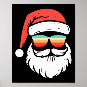 Affiche Noël Rétro en Juillet Lunettes de Soleil Santa Eté
