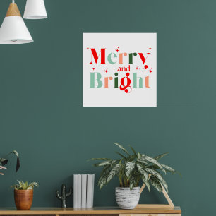 Affiche Noël rétro joyeux et lumineux