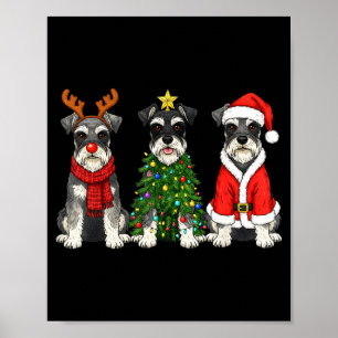 Affiche Noël Rétro Miniature Schnauzer Santa Renne