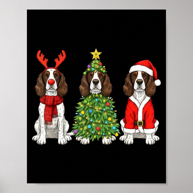 Affiche Noël Rétro Springer Spaniel Anglais Santa Rei (Devant)