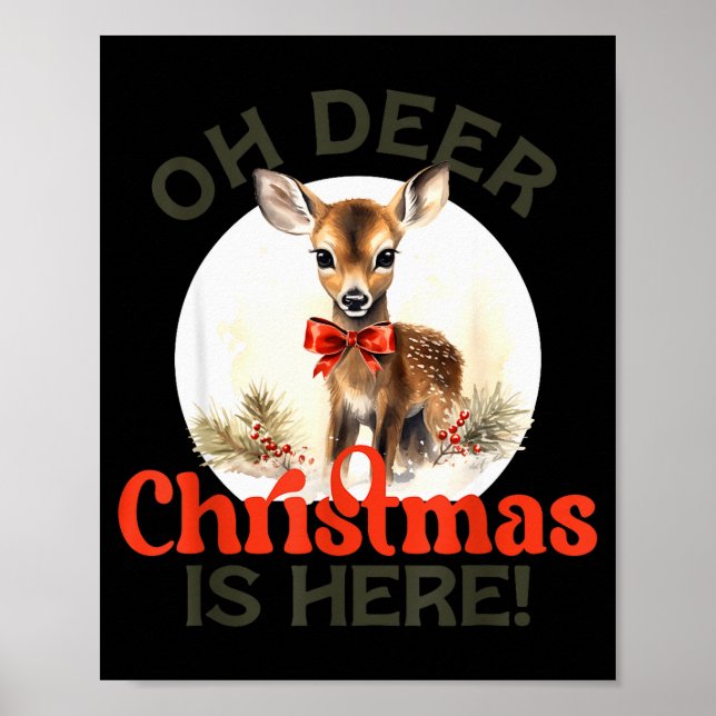 Affiche Noël Rétro Vintage Renne Oh Cerf Noël (Devant)