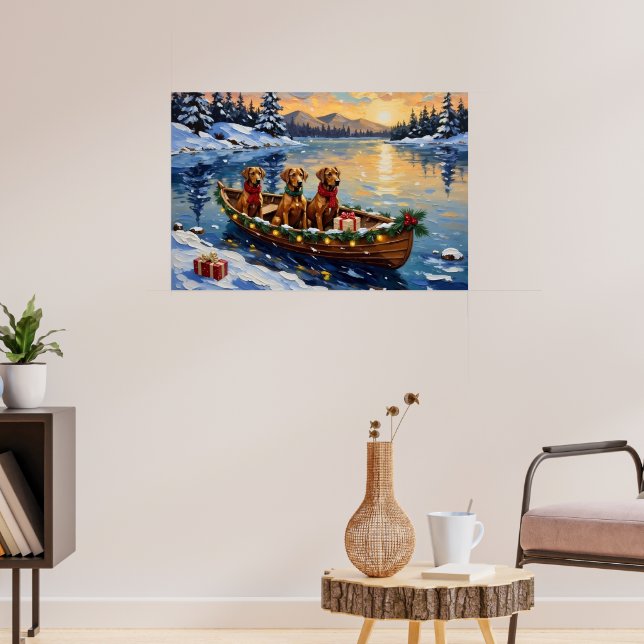Affiche Noël Rhodesian Ridgeback Bateau Fêtes (Salon 3)