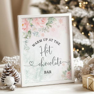 Affiche Noël roux Réchauffez-vous dans la barre de chocola