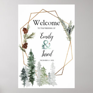 Affiche Noël Saison Forêt Mariage 2 Bienvenue